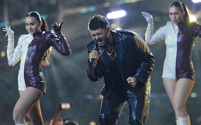 Noam Bettan from Israel performs the song 'Michelle' during the Grand Final of the 70th Eurovision Song Contest in Vienna, Austria, May 16, 2026. (AP Photo/Martin Meissner)