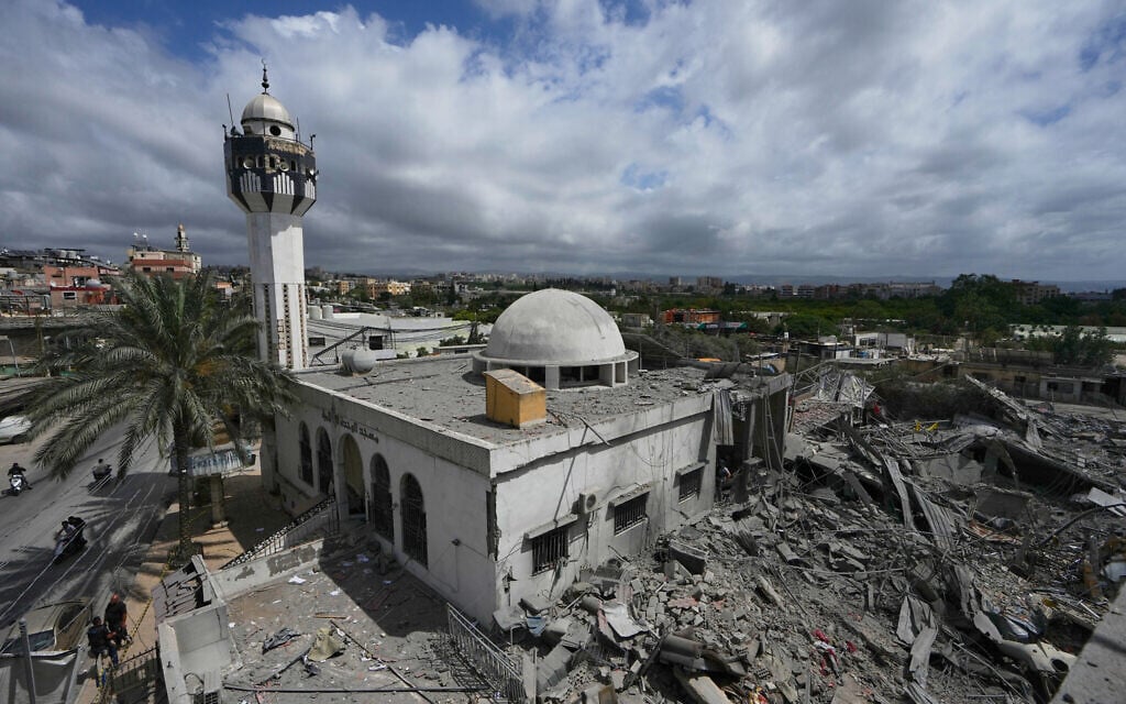 A damaged mosque is seen next to the destroyed Hezbollah paramedic center, right, which was hit in an Israeli airstrike on Tuesday in the village of Maashouk, southern Lebanon, May 20, 2026. (AP Photo/Mohammed Zaatari) A damaged mosque is seen next to the destroyed Hezbollah paramedic center, right, which was hit in an Israeli airstrike on Tuesday in the village of Maashouk, southern Lebanon, May 20, 2026. (AP Photo/Mohammed Zaatari)