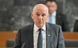 Janez Jansa addressing the Slovenian Parliament during a session in Ljubljana, Slovenia, May 22, 2026, before appointing him as prime minister, ending a political deadlock after tight elections in March. (Igor Kupljenik/AP)