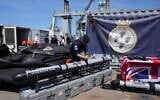 UK Royal Navy personnel inspect autonomous vehicles with sonar sensor that can detect and identify mines, on RFA Lyme Bay, in the British Overseas Territory of Gibraltar, May 22, 2026. (AP/Kwiyeon Ha)