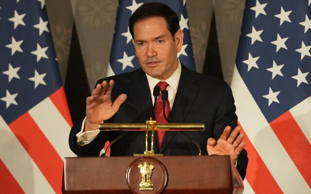 United States Secretary of State Marco Rubio speaks during a press conference in New Delhi, India, May 24, 2026. (AP Photo/Manish Swarup)