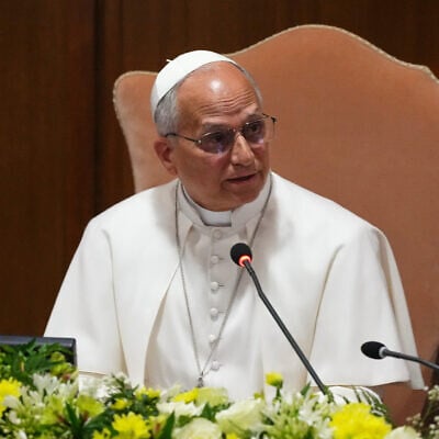 Pope Leo XIV speaks during the presentation of his first encyclical, "Magnifica Humanitas: On Safeguarding the Human Person in the Time of Artificial Intelligence," at the Vatican, May 25, 2026. (AP Photo/Alessandra Tarantino)