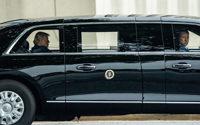 US President Donald Trump departs Walter Reed National Military Medical Center, May 26, 2026, in Bethesda, Maryland. (AP Photo/Alex Brandon)