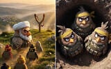 A Lebanese TV cartoon portraying Hezbollah and its leader Naim Qassem (left) as characters from Angry Birds, in a clip aired May 1, 2026. (LBCI screenshot)