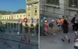 Screen captures from video of the alleged suspect in a stabbing attack running down the street in Winterthur, Switzerland, May 28, 2026. (Social media, used in accordance with Clause 27a of the Copyright Law)