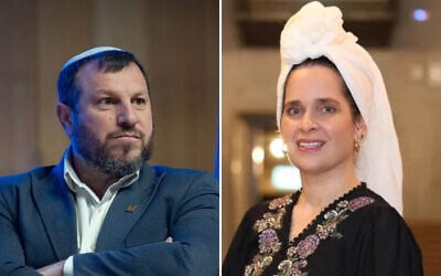 Minister of Heritage Amichay Eliyahu (left), in Jerusalem, on January 12, 2026; Esti Shreiber (right), who was tapped as the new head of the Israel Antiquities Authority on May 12, 2026. On May 27, 2026, close to 60 archaeologists petitioned the High Court of Justice to block her appointment. (Left: Yonatan Sindel/Flash90; Right: Flash photography)