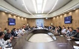 Knesset Economics Affairs Committee, led by chairman MK David Bitan discusses compensation for airlines who suffered losses, and passengers whose flights were cancelled during the US-Israel war with Iran, May 10, 2026. (Courtesy of Knesset Economics Committee)