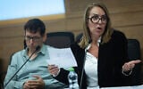 Director General of the Central Elections Committee Orly Adas attends a Finance Committee meeting at the Knesset in Jerusalem on February 3, 2026. (Yonatan Sindel/Flash90)