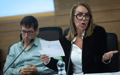 Director General of the Central Elections Committee Orly Adas attends a Finance Committee meeting at the Knesset in Jerusalem on February 3, 2026. (Yonatan Sindel/Flash90)