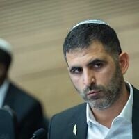 Communications Minister Shlomo Karhi attends the Special Committee for the Communications Law at the Knesset, April 28, 2026. (Yonatan Sindel/Flash90)