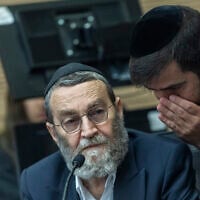 MK Moshe Gafni attends Finance committee meeting at the Knesset in Jerusalem, April 29, 2026. (Chaim Goldberg/Flash90)