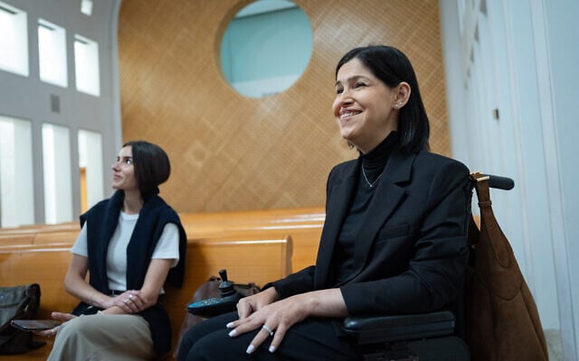Yesh Atid MK Karine Elharrar at a High Court hearing on a petition requesting the convening of the Judicial Selection Committee, May 3, 2026. (Yonatan Sindel/Flash90)
