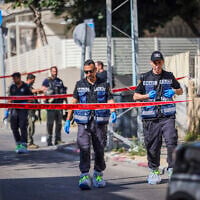 Illustrative: Police investigate the scene of a shooting incident in Ramla, central Israel, May 11, 2026. (Yossi Aloni/Flash90)