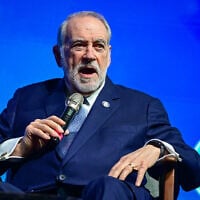 US Ambassador to Israel Mike Huckabee speaks during a conference at Tel Aviv University, May 12, 2026. (Avshalom Sassoni/Flash90)