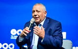 Gadi Eisenkot, head of the Yashar party, speaks during a conference at Tel Aviv University, May 12, 2026. (Avshalom Sassoni/Flash90)