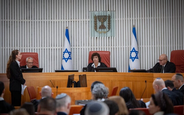 Supreme Court Justice Daphne Barak-Erez arrives for a hearing on a petition against the appointment of Roman Gofman as the next head of the Mossad at the Supreme Court in Jerusalem, May 12, 2026. (Yonatan Sindel/Flash90) Supreme Court Justice Daphne Barak-Erez arrives for a hearing on a petition against the appointment of Roman Gofman as the next head of the Mossad at the Supreme Court in Jerusalem, May 12, 2026. (Yonatan Sindel/Flash90)