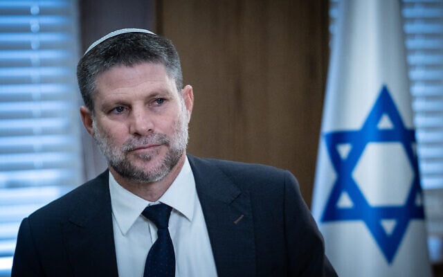 Finance Minister Bezalel Smotrich holds a press conference at the Finance Ministry in Jerusalem, May 19, 2026. (Yonatan Sindel/Flash90) Finance Minister Bezalel Smotrich holds a press conference at the Finance Ministry in Jerusalem, May 19, 2026. (Yonatan Sindel/Flash90)