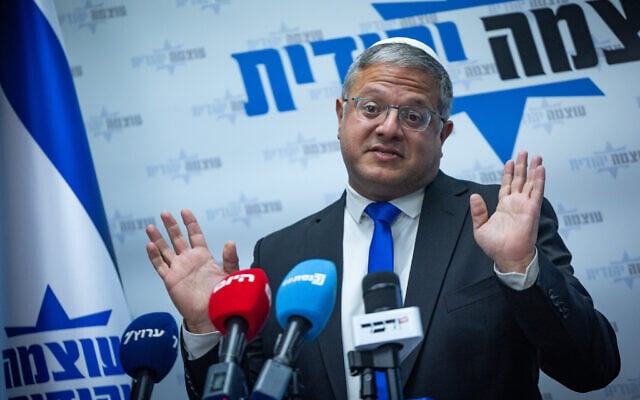 National Security Minister Itamar Ben Gvir leads Otzma Yehudit faction meeting at the Knesset in Jerusalem on May 25, 2026. (Yonatan Sindel/Flash90)