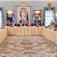 US officials host the third round of talks between Israel and Lebanon at the State Department on May 15, 2026. (State Department)