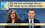 US bureau chief Jacob Magid joins host Amanda Borschel-Dan for today's Daily Briefing. (ToI / Flash90)