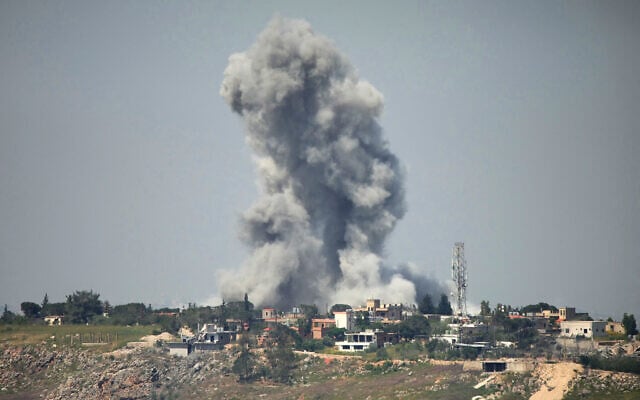 Smoke rising from the site of an Israeli strike that targeted the village of Arnoun on May 9, 2026. (AFP) Smoke rising from the site of an Israeli strike that targeted the village of Arnoun on May 9, 2026. (AFP)