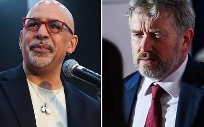 Chris Rabb, left, won a Philadelphia congressional primary on May 19, 2026, while Thomas Massie lost his primary in Kentucky. (Rabb: Matthew Hatcher; Massie: Jon Cherry via Getty Images via JTA)