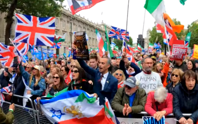 Participants at a rally against antisemitism in London, May 10, 2026. (Screenshot/YouTube)