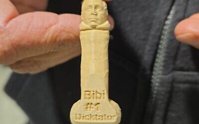 Phallic keychains depicting Prime Minister Benjamin Netanyahu that were passed out by a protester during an anti-government demonstration in Jerusalem, leading to his arrest by police on May 16, 2026. (Protest Detainee Legal Support Front)