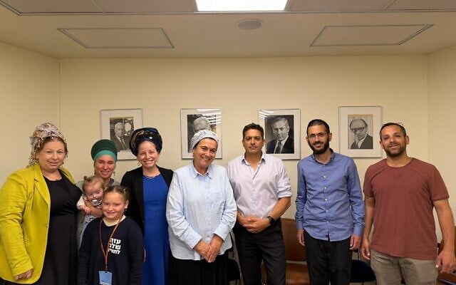 Diaspora Affairs Minister Amichai Chikli, third from right, meets with leaders of the Nachala pro-settlement organization on May 26, 2026. (Courtesy: Nachala)