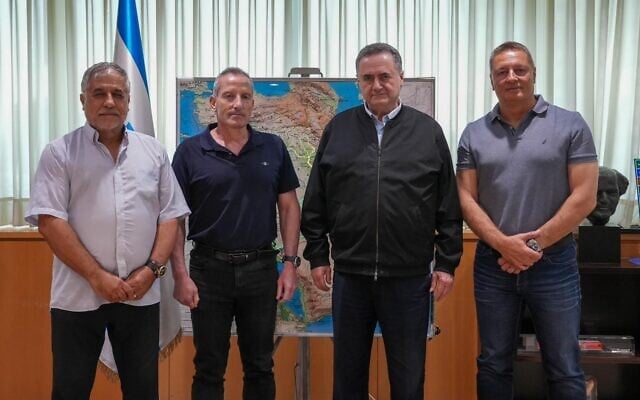From left to right: Maj. Gen. (res.) Meir Klifi, Defense Ministry Director-General Amir Baram, Defense Minister Israel Katz and Maj. Gen. (res.) Yitzhak Turgeman, May 28, 2026. (Defense Ministry) From left to right: Maj. Gen. (res.) Meir Klifi, Defense Ministry Director-General Amir Baram, Defense Minister Israel Katz and Maj. Gen. (res.) Yitzhak Turgeman, May 28, 2026. (Defense Ministry)