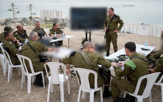 IDF Chief of Staff Lt. Gen. Eyal Zamir speaks to officers in the Dead Sea hotels area on the Jordanian border, May 15, 2026. (Israel Defense Forces) IDF Chief of Staff Lt. Gen. Eyal Zamir speaks to officers in the Dead Sea hotels area on the Jordanian border, May 15, 2026. (Israel Defense Forces)
