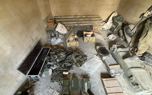 A cache of rockets and other weapons found by IDF troops at a Hezbollah rocket-launching site in southern Lebanon, May 4, 2026. (Israel Defense Forces) A cache of rockets and other weapons found by IDF troops at a Hezbollah rocket-launching site in southern Lebanon, May 4, 2026. (Israel Defense Forces)