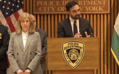 New York City Mayor Zohran Mamdani and NYPD Commissioner Jessica Tisch holding a press conference on the annual Israel parade, May 29, 2026. (Screenshot/X/NYPDNEWS)