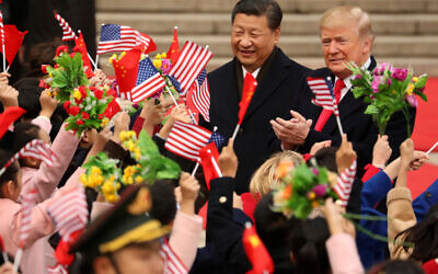 US President Donald Trump and Chinese President Xi Jinping participating in a welcome ceremony at the Great Hall of the People in Beijing, China, November 9, 2017. (AP Photo/ Andrew Harnik, File) US President Donald Trump and Chinese President Xi Jinping participating in a welcome ceremony at the Great Hall of the People in Beijing, China, November 9, 2017. (AP Photo/ Andrew Harnik, File)