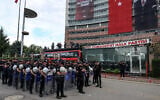 Turkish riot police standing guard outside the Republican People's Party (CHP) headquarters in Ankara, on May 24, 2026. (Adem Altan/AFP)