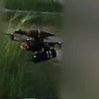 A fiber optic-guided FPV drone is seen in footage published by Hezbollah on May 7, 2026. (Hezbollah media office)