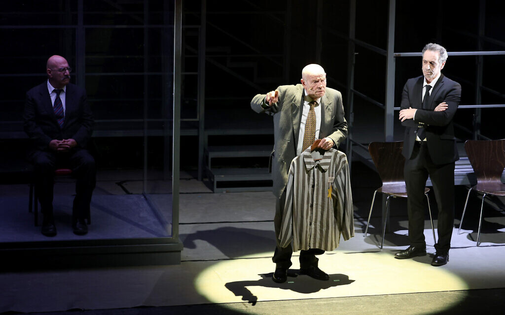 From 'The Eichmann Trial,' a play at Jerusalem's Beit HaAm, on April 27, 2026. (Courtesy)