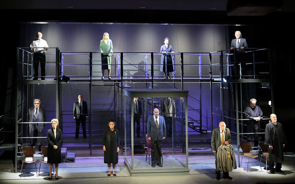 From 'The Eichmann Trial,' a play at Jerusalem's Beit HaAm, on April 27, 2026. (Courtesy)