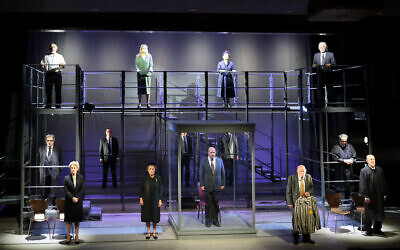 From 'The Eichmann Trial,' a play at Jerusalem's Beit HaAm, on April 27, 2026. (Courtesy)