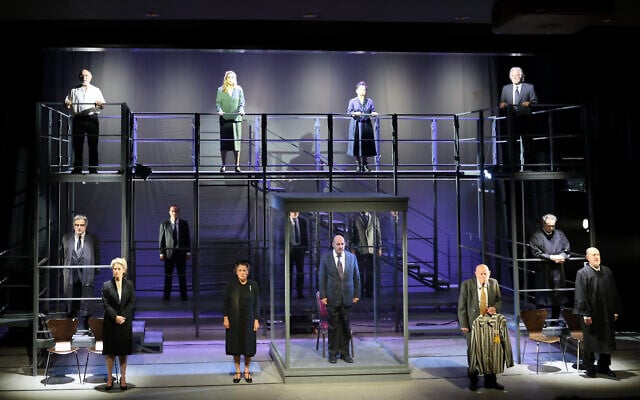 From 'The Eichmann Trial,' a play at Jerusalem's Beit HaAm, on April 27, 2026. (Courtesy)