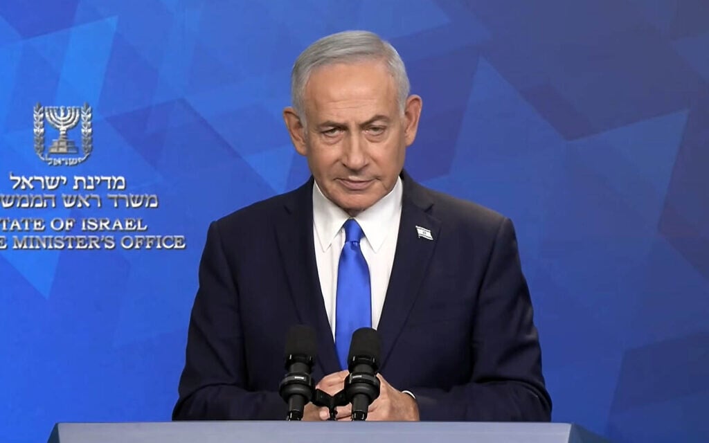 Prime Minister Benjamin Netanyahu speaks in a video message released on June 8, 2026. (Screenshot/GPO)
