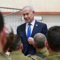 Prime Minister Benjamin Netanyahu speaks to reserve combat officers in Gush Etzion in the West Bank, June 23, 2026. (Maayan Toaf/GPO)