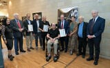 Times of Israel reporter Zev Stub (third from left) was among the recipients of the B'nei B'rith award for excellence in Diaspora reportage, June 18, 2026 (Bruno Charbit)