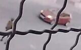 A screenshot of video released by B'Tselem appearing to show when a soldier opened fire on a car in the West Bank City of Hebron, killing 7-month-old Sam Abu Haikal, June 5, 2026. (X screenshot)