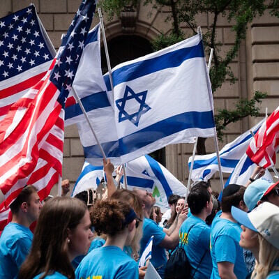 Israel Day on Fifth parade in New York City, May 31, 2026. (Luke Tress/Times of Israel) Israel Day on Fifth parade in New York City, May 31, 2026. (Luke Tress/Times of Israel)