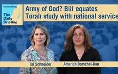 Political correspondent Tal Schneider joins host Amanda Borschel-Dan on today's Daily Briefing podcast. (ToI/AP)