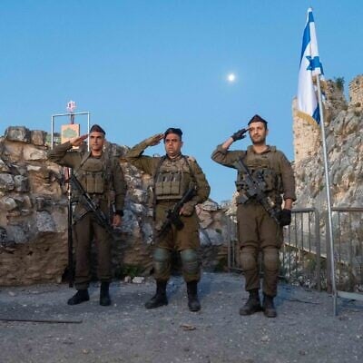 Incoming Golani Brigade commander Col. Ayub Kayuf (left), 36th Division commander Brig. Gen. Yiftah Norkin (center), and outgoing Golani commander Col. Adi Gonen, during a handover ceremony at the Beaufort Castle in southern Lebanon, June 3, 2026. (Israel Defense Forces) Incoming Golani Brigade commander Col. Ayub Kayuf (left), 36th Division commander Brig. Gen. Yiftah Norkin (center), and outgoing Golani commander Col. Adi Gonen, during a handover ceremony at the Beaufort Castle in southern Lebanon, June 3, 2026. (Israel Defense Forces)