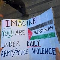 A sign seized by Israeli police after the protester was arrested, June 6, 2026 (Israel Police Spokesperson)