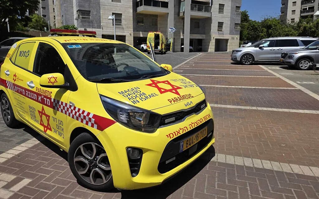 MDA medics outside the scene of a deadly stabbing in Rehovot, June 16, 2026. (Magen David Adom)