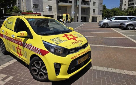 MDA medics outside the scene of a deadly stabbing in Rehovot, June 16, 2026. (Magen David Adom)